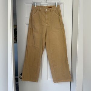 Anthropologie Pilcro Wide Leg Cropped Tan Carpenter Pants in Size 27